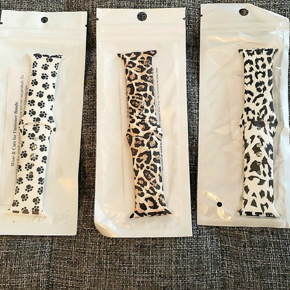 Laffav Set of 3 Apple Watch Straps Size 38/40/41MM S/M 2 Leopard and Paw Prints - Picture 1 of 8